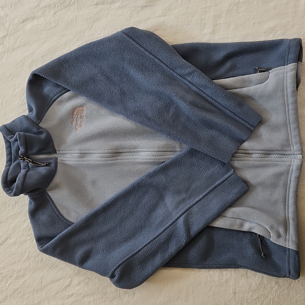 The North Face Womens Size Medium Blue Full Zip Fleece Jacket Polartec